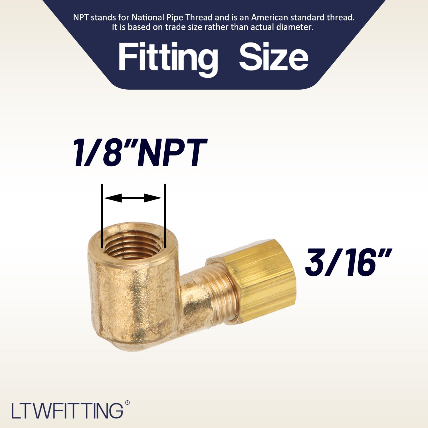 Ltwfitting 3/40,6 cm OD X 1/20,3 cm NPT femelle 90 degrés Coude de compression, Laiton Raccord à compression (lot de 25)