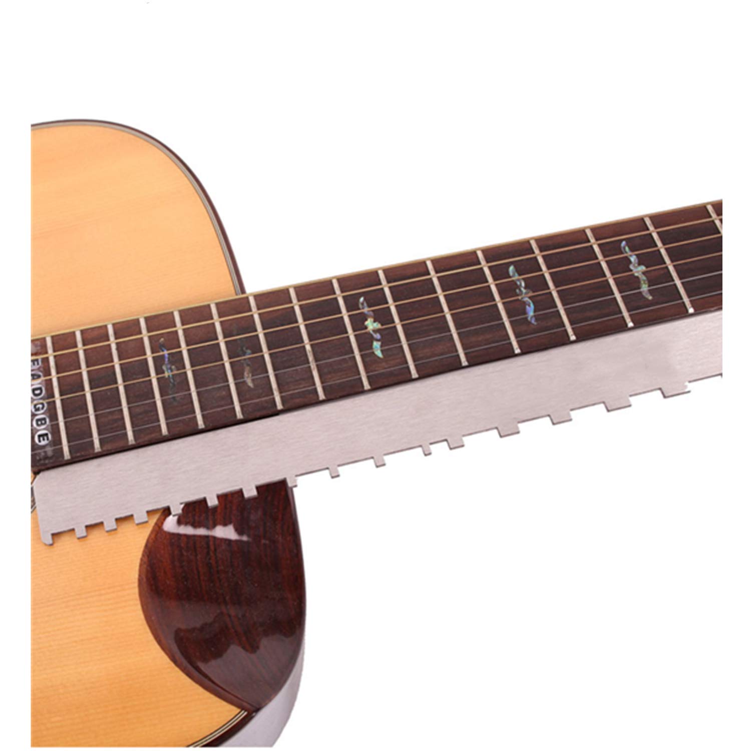 Leezo Stainless Steel Guitar Neck Notched Straight Edge Dual Scale