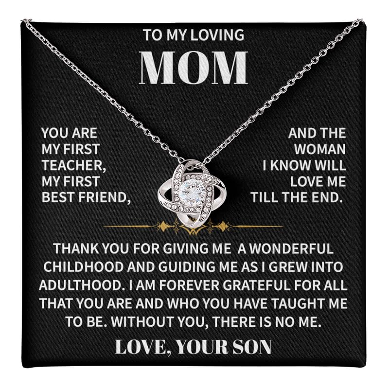 To My Mom Necklace, Gift For Mom on Birthday - ILove You Necklace, Jewelry Mothers Day For Mommy, Christmas Gift With Message Card and Box