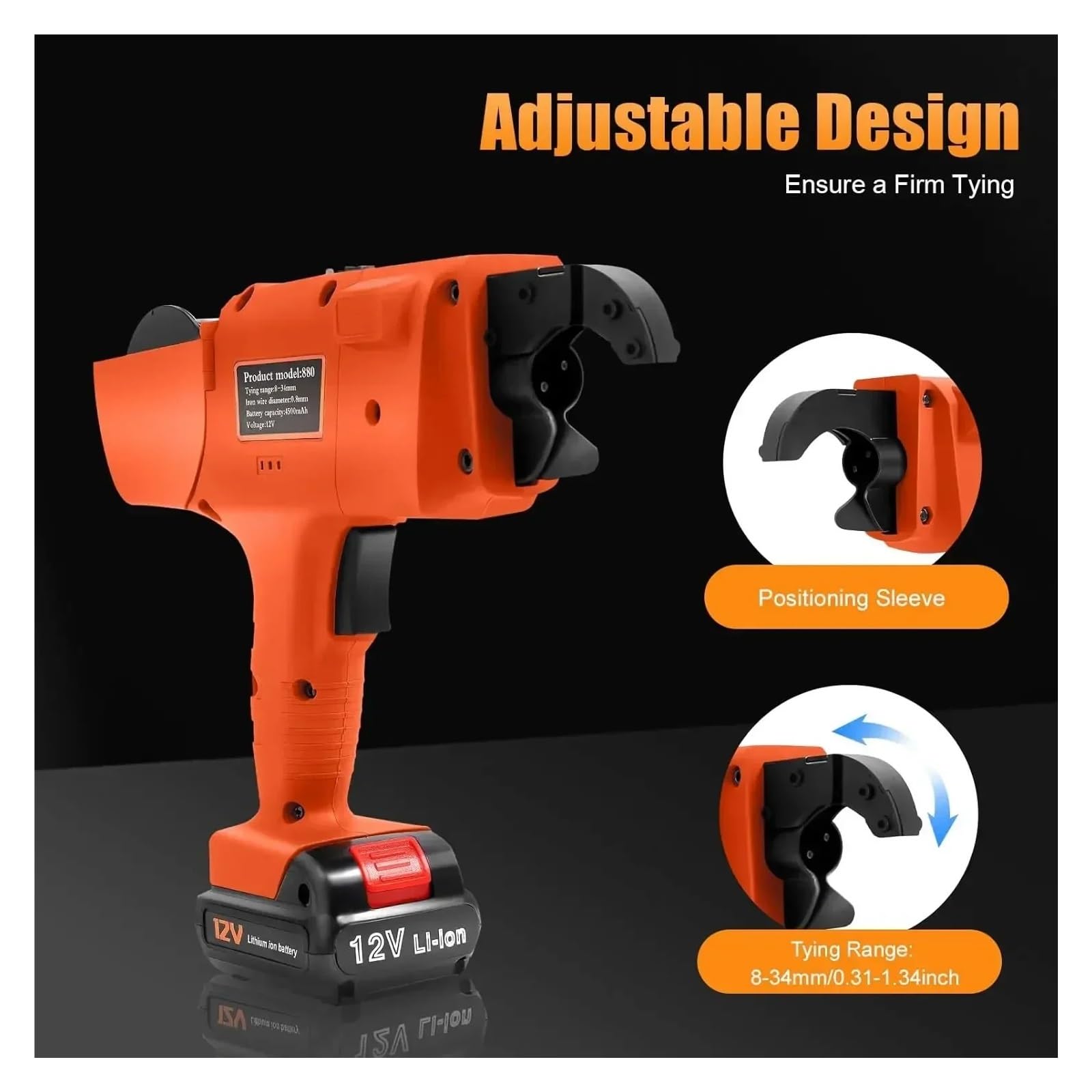 Dispositivo De Unión Refuerzo Automático 8-34 Mm Inalámbrico Con 2 Baterías 4500 MAh, Profesional For Obras Construcción Flejado RáPido