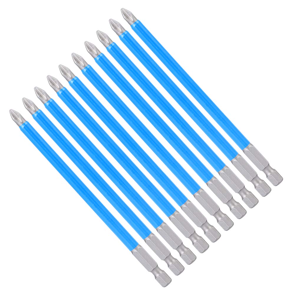 Juego de Puntas de Destornillador, Brocas de Cabeza Phillips, Brocas de Cruz magnéticas Resistentes, 10 Piezas, Antideslizantes, de Acero de aleación S2, para Destornilladores eléctricos manuales