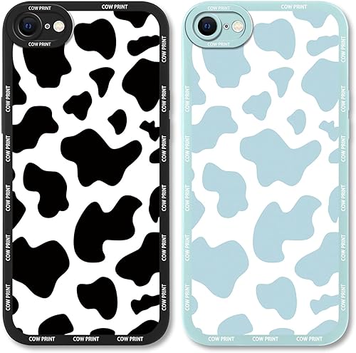 Miniatura 1 de Paquete de 2 bonitas fundas de teléfono para Apple iPhone 78 de 4.7 pulgadas, funda de silicona delgada y suave con estampado de vaca para mujer, a