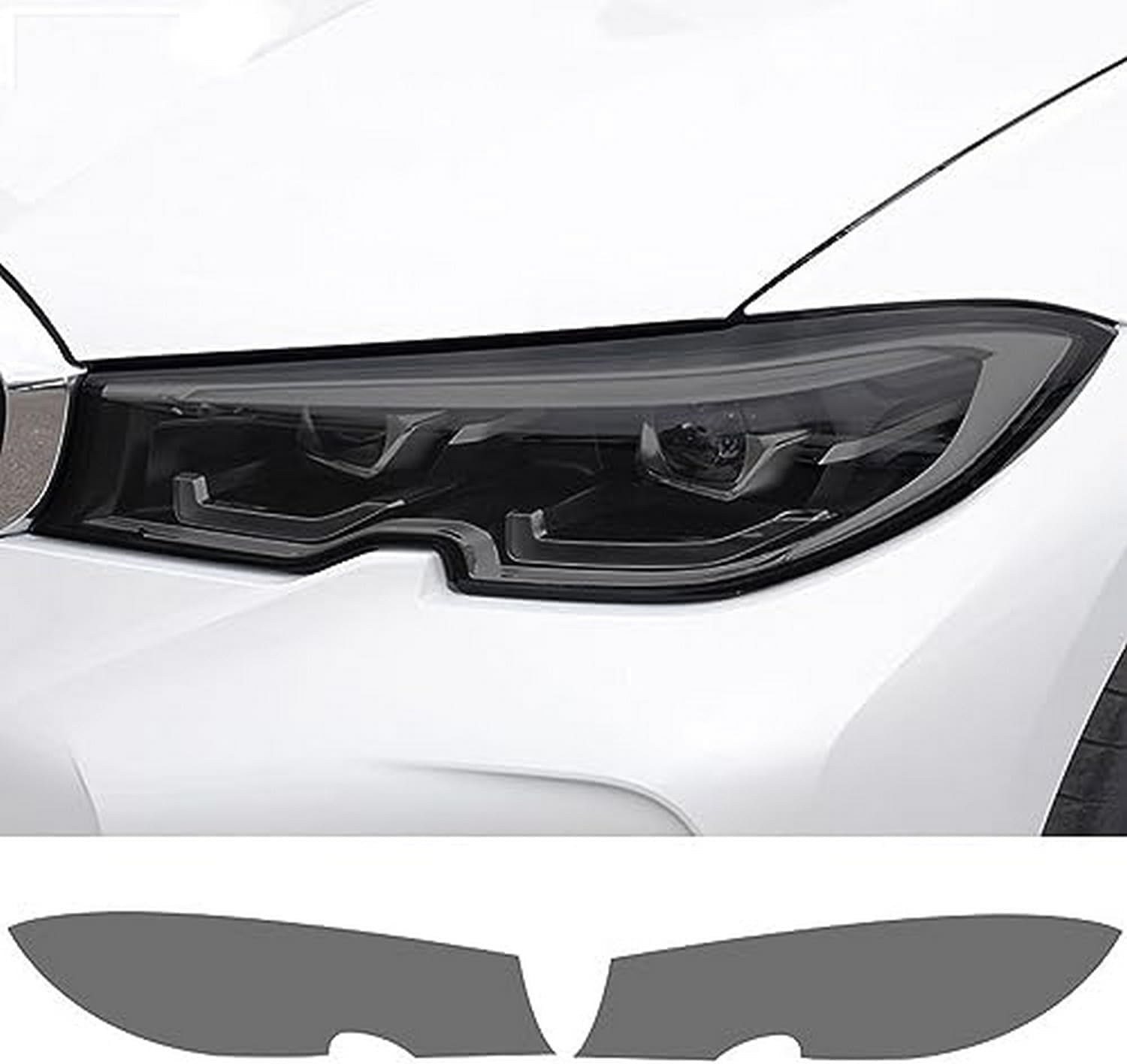 SamLng Car Front Light Film for BMW 3 Series F30 F31 F34 G20 G21 Car Headlight Protective Film Front Light Transparent Smoked Black TPU Sticker