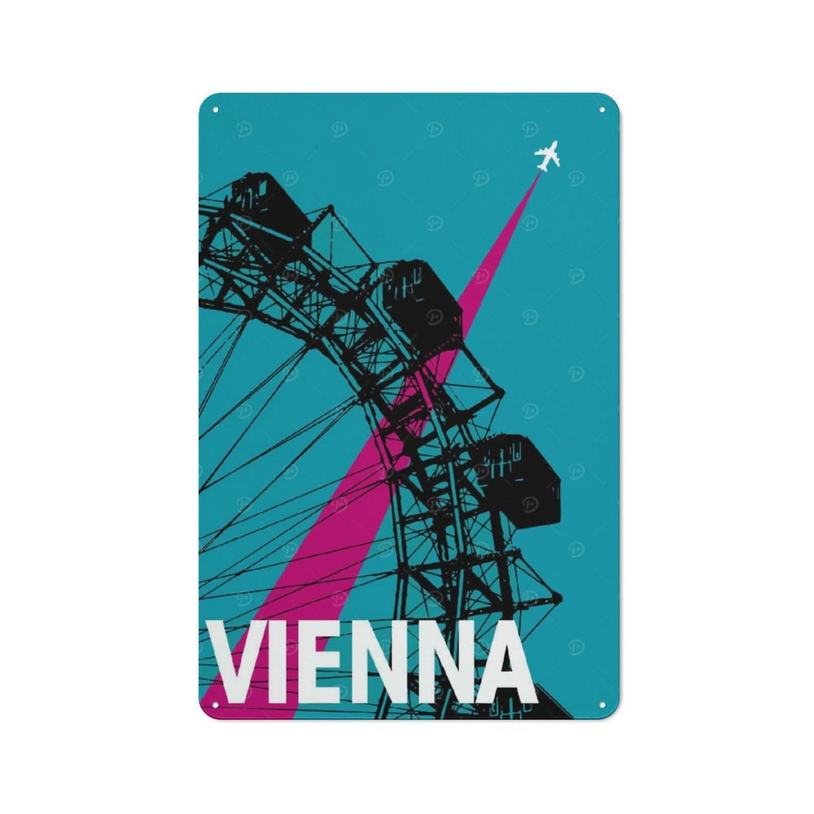 Junmoney Vienna Travel Vintage Metal Plaque 30X20cm For Guest Room Or Hallway, A Decorative Christmas Gift For Guest Room Decorators
