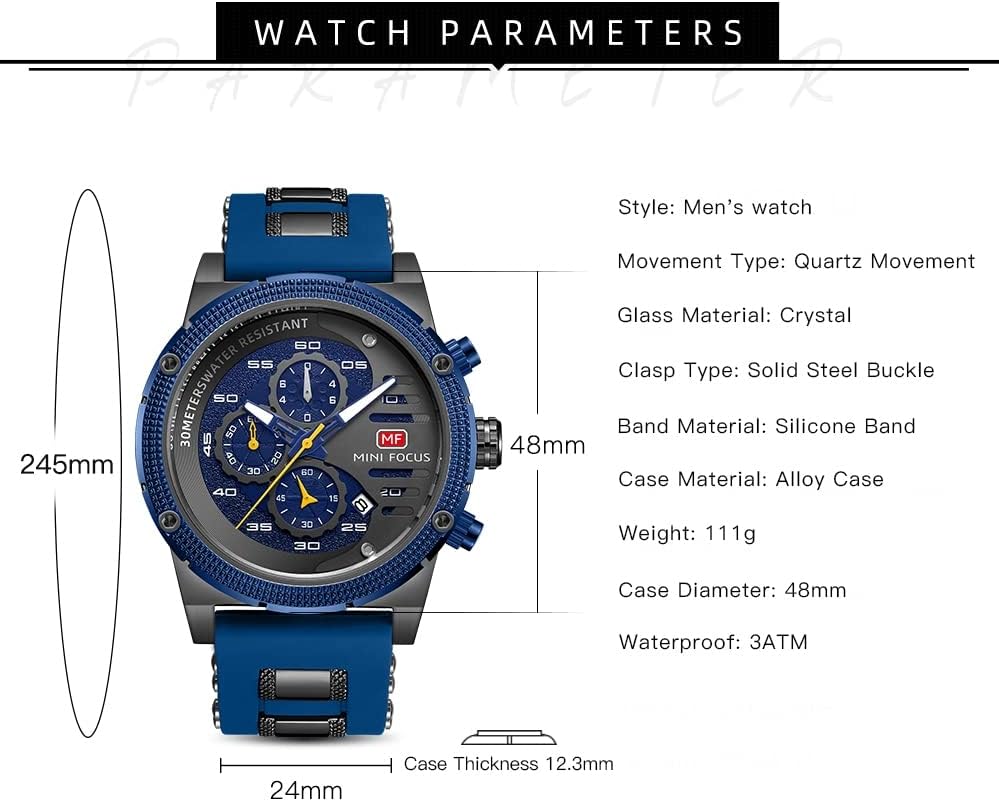 AIMES Mens Watches for Men Casual Chronograph Waterproof Sport Military Watch Analog Quartz Movement Stylish Luxury Dress Wrist Watch Elegant Gift Watch for Men - Image 7