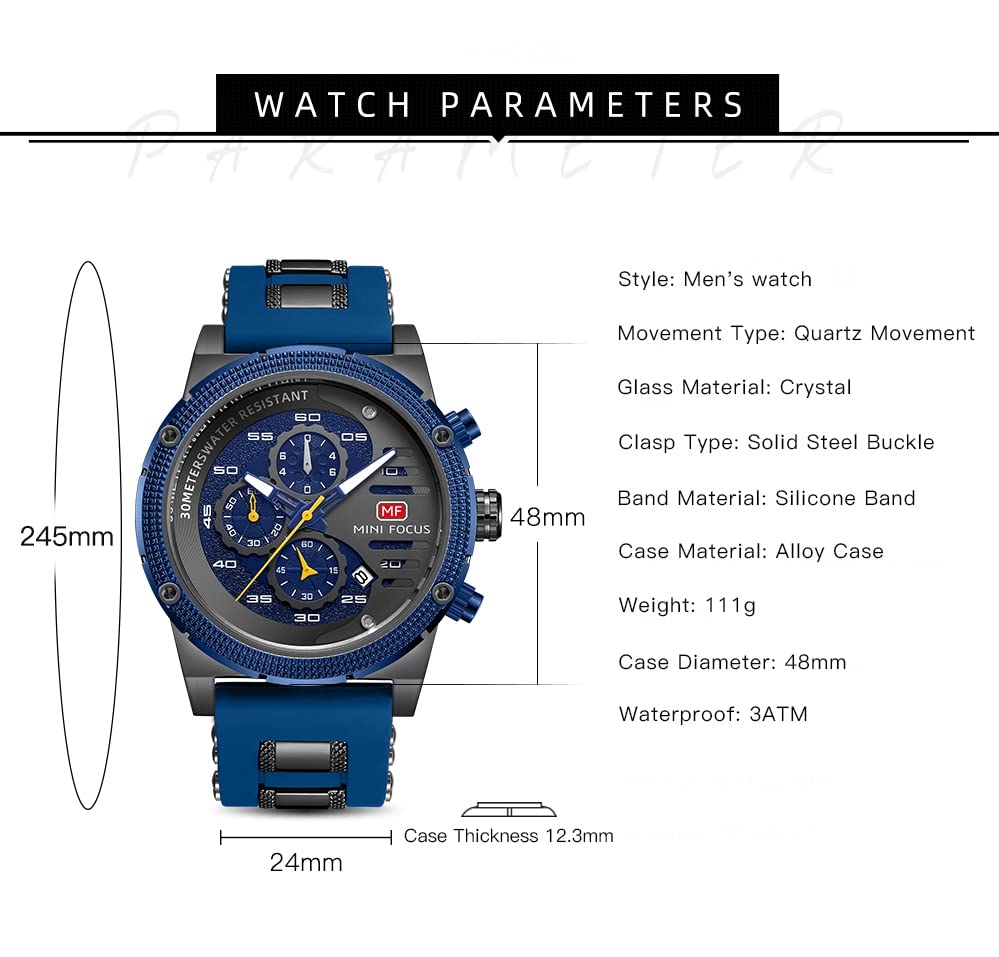 Image of AIMES Mens Watches Chronograph Waterproof Sport Military Watch for Men Analog Quartz Movement Stylish Wrist Watch Elegant Gift Watch for Men