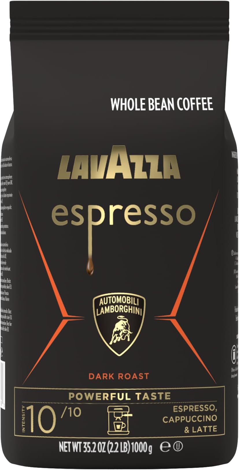 Espresso Whole Bean for Automobili Lamborghini, Dark Roast, Arabica and Robusta Blend, 2.2 lb Bag (Package May Vary)