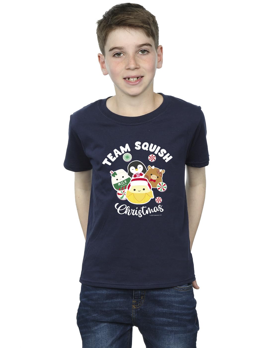 Absolute Cult Boys Navy Blue Squishmallows Team Squish T-Shirt 5-6 Years