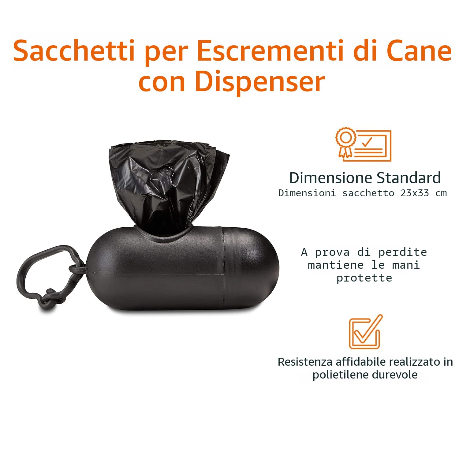Amazon Basics Sacchetti igienici per cani con dispenser e clip per guinzaglio, inodori, 600 pezzi (40 confezioni da 15 sacchetti)