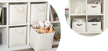 OrganiHaus Set of 3 XL rectangle baskets + Set of 4 Cube Baskets 12X12 - White