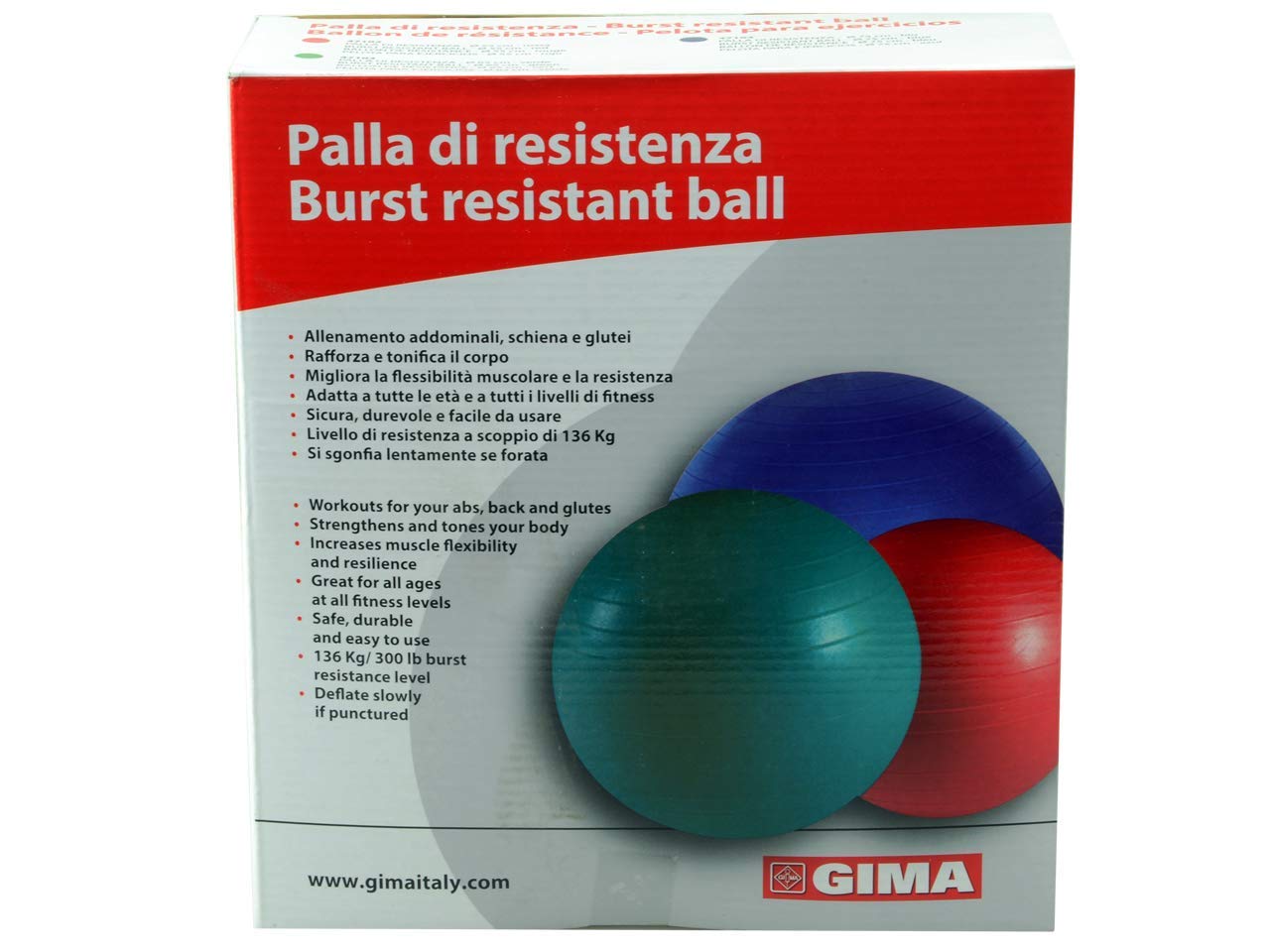 Gima Balle de résistance 75 cm 136 kg Ballon de gymnastique
