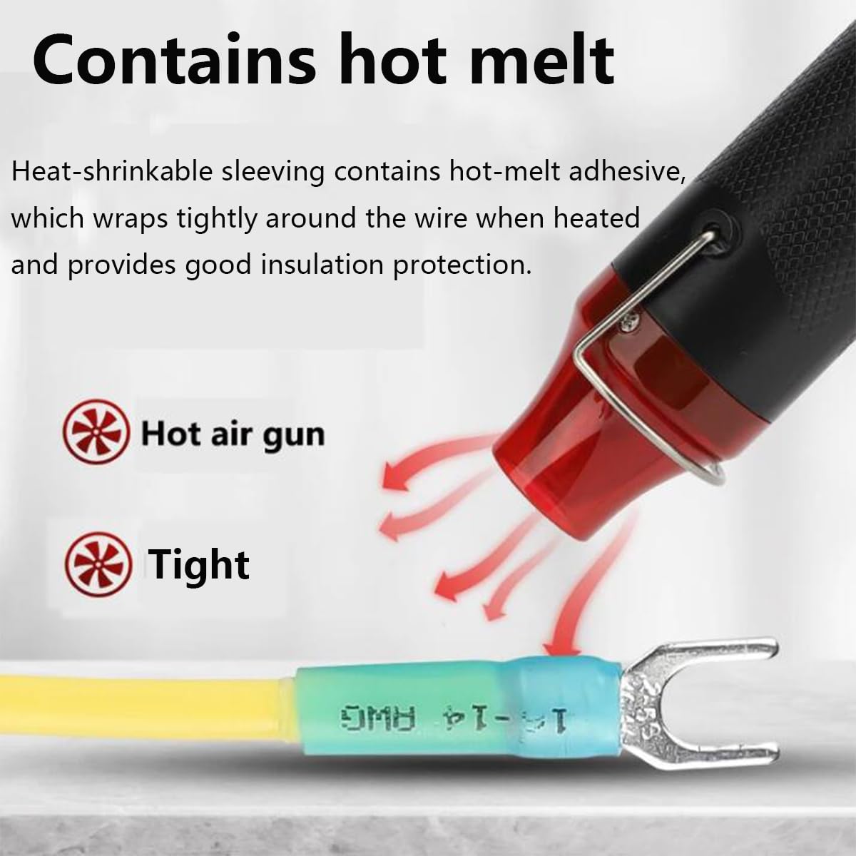 100PCS Heat Shrink Fork Connectors AWG22-16/16-14/12-10,U-Type Spade Wire Connectors Kit,Insulated Waterproof Marine Crimp Terminals for Watercraft, Electronics, Automotive