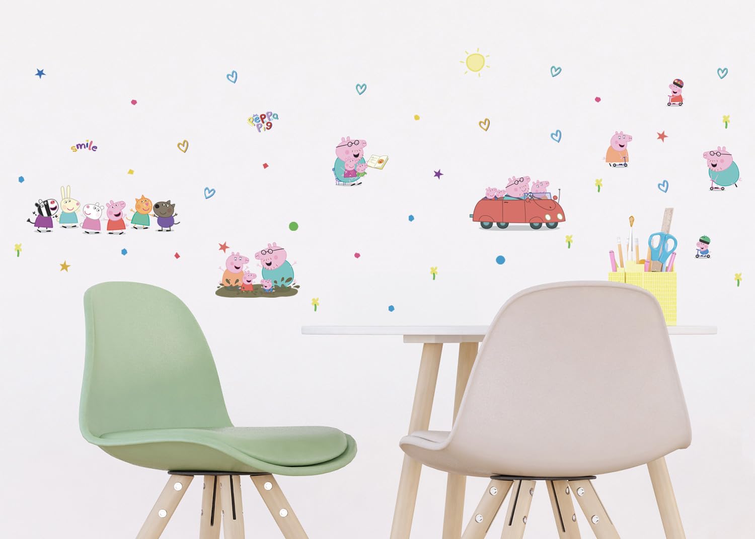 ADKS 3848 naklejka na ścianę do pokoju dziecięcego Peppa Pig, naklejka na ścianę dla chłopca dekoracja od AG Design 30 x 30 cm