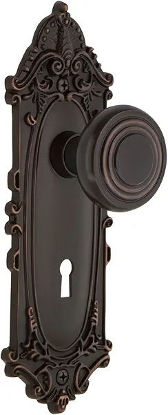 Nostalgic Warehouse Victorian Plate with Keyhole Deco Knob, Double Dummy, Timeless Bronze