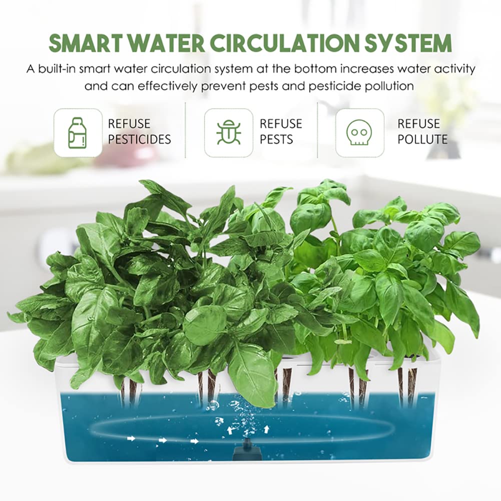 Sistema de cultivo hidropónico Kit de jardín de hierbas para interiores de 9 cápsulas con luz de crecimiento LED de 15 W Temporizador automático Kits de germinación Maceta de jardín inteligente ajusta