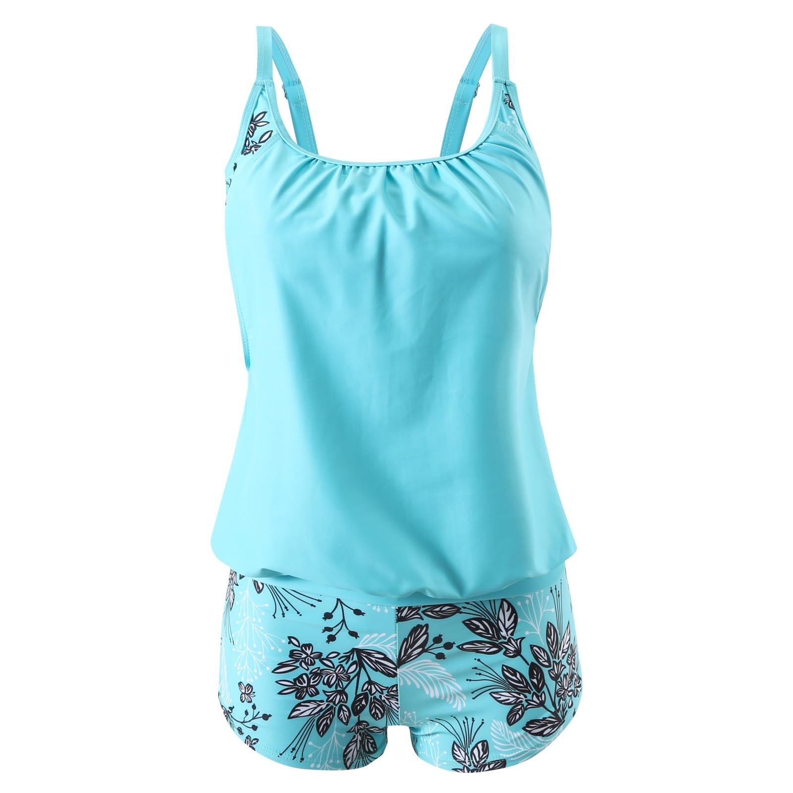 Maillot De Bain Femme 2 Pieces Shorty Tankini Grande Taille Ensemble Maillot De Bain Taille Haute Amincissant Swimwear Femmes Tankini Maillots de Bain Ensembles Taille 2 pièces Bikini