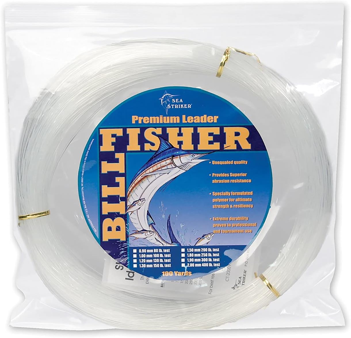 Billfisher Leader Coil | Exceptional Strength | Superior Construction | Made for Saltwater Use | Monofilament Fishing Leader Line | Abrasion Resistant