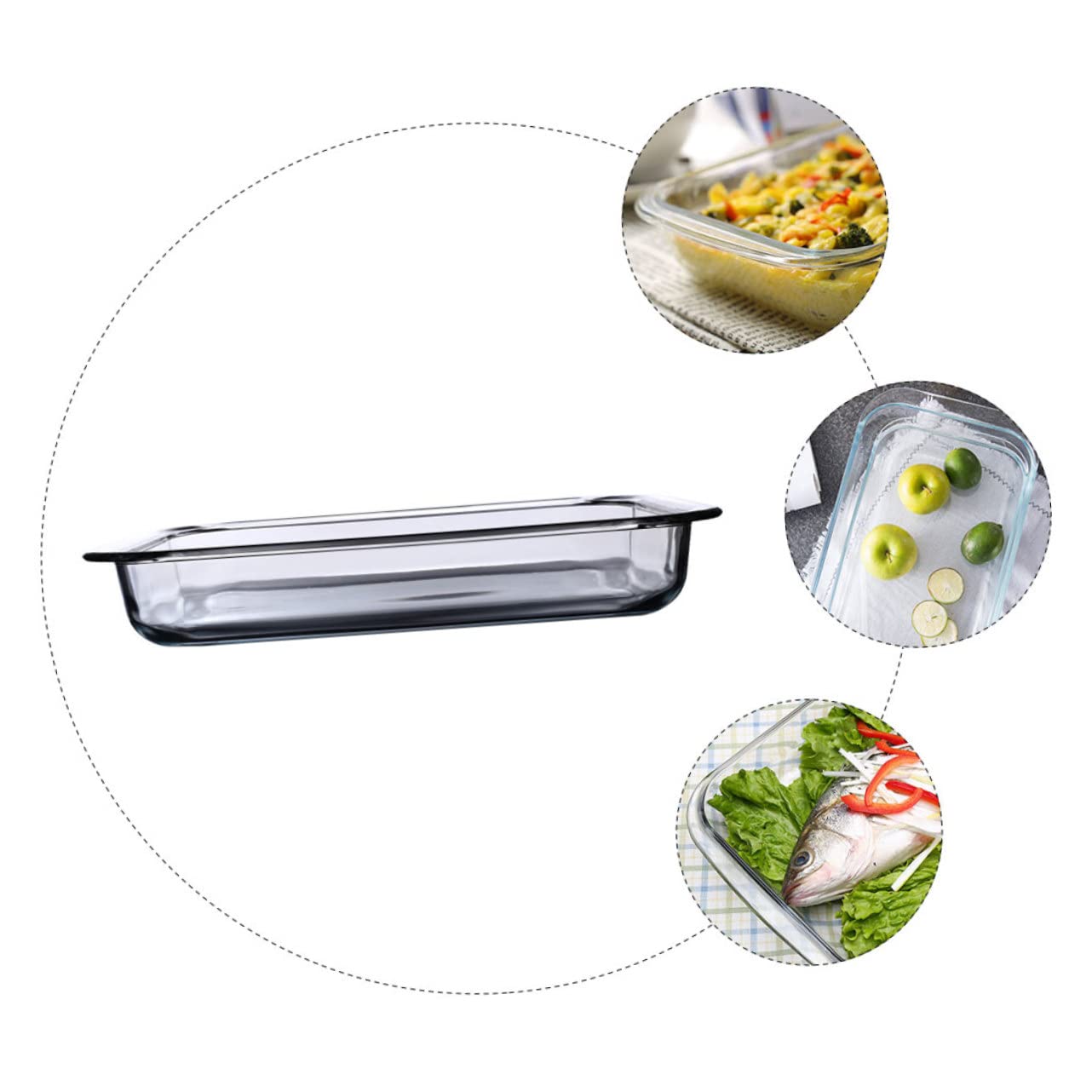 Fuente de Vidrio Templado para Hornear de 2l, Transparente, 1 Pieza