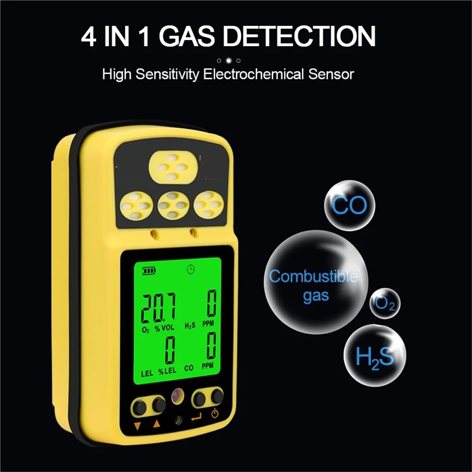 Monitor de Calidad del Aire, Monitor de Gas 4 en 1 Analizador Detector monóxido Carbono