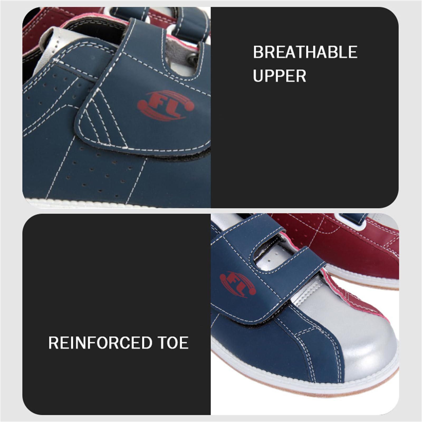 JiuQing Bowlingschuhe Herren Damen Kinder Bowling-Trainingsschuhe Für Anfänger Wildleder Gleitsohle Schnürschuh Slip-On-Sportschuhe