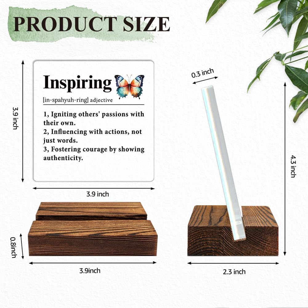 Inspiring Definition Acrylic Sign with Wood Stand, Butterfly Motivational Desk Plaque Decor Gifts for Coworker Friends Colleague, Inspirational Gifts for Women Classmate, Inspiring Present - Image 2