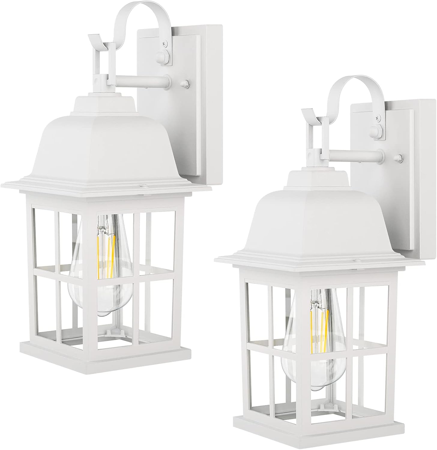 TOBUSA 2-Pack Outdoor Wall Lanterns, 100% Aluminium White Outside Light Fixtures, Waterproof &Anti-Rust Exterior Wall Lanterns Front Porch Lights for House Garage Doorway, Bulbs Not Included