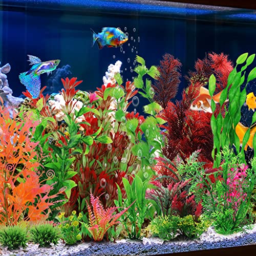20 Stück künstliche aquariumpflanzen, Aquarium Pflanzen Deko, plastikpflanzen Dekoration Fuer Aquarium, bunt Kunstpflanzen Aquariumdekor, Klein to Groß – Bild 5