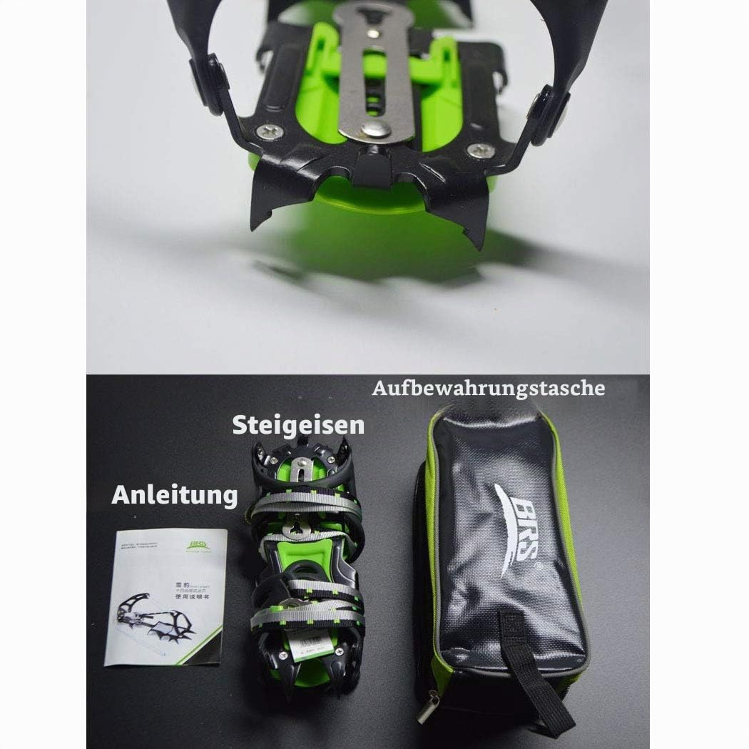 Tentock Steigeisen Klettern Crampons Manganstahl Spikes Schuhe 14-Zacken Steigeisen rutschfest FüR Den Winter Geeignet Wanderschuhe Bergschuhe Boardschuhe Wandern Bergsteigen Baumklettern