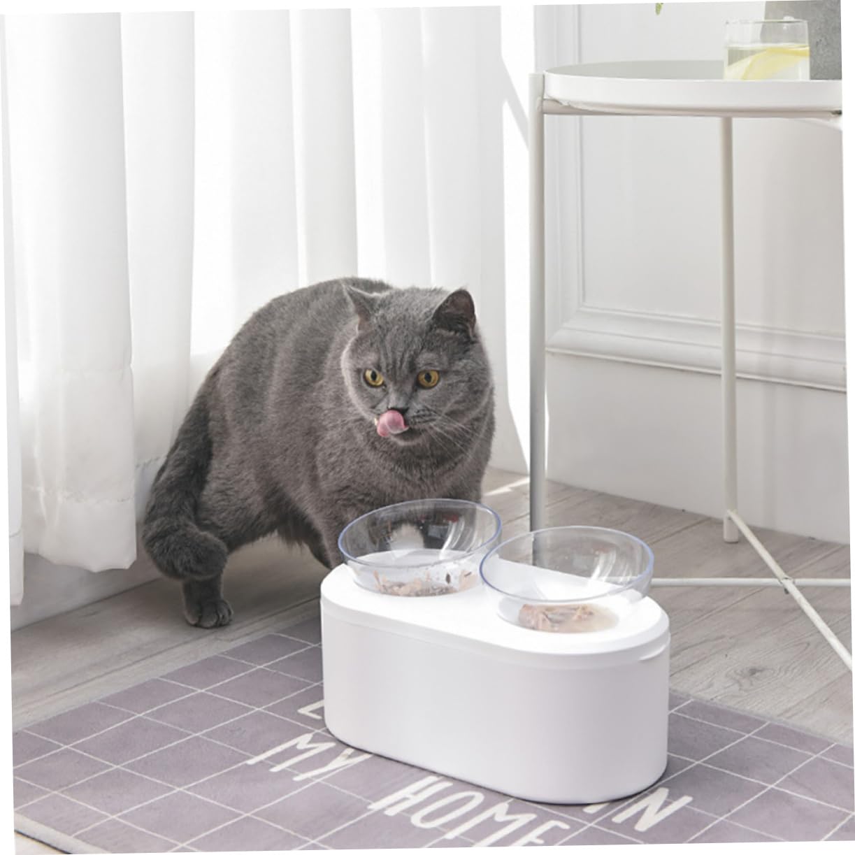 INOOMP Ciotola Per Gatti Regolabile Angolo Ciotola Antigoccia Per Cibo e Design Stabile e Non Scivoloso Pet Supplies Bianco Adatta Per Cani e Gatti