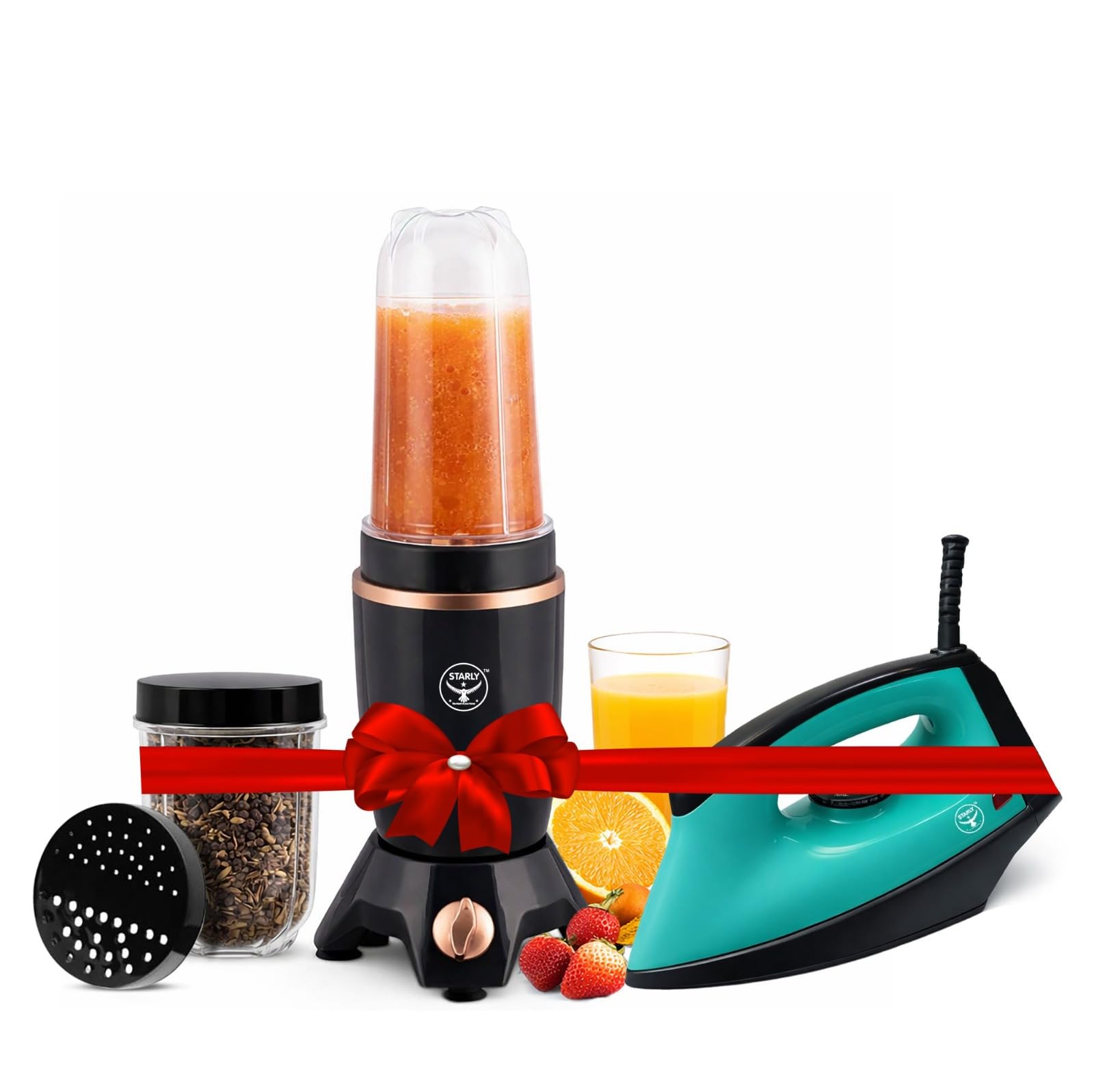 Starly Aeroblend 2 J Black Nutri Blender 500W with Iron Pro 1000W | 2 Jars | Mixer Grinder for Juices, Smoothies & Chutneys | Green Iron | Home Kitchen Combo | 1 Year Warranty-image-21