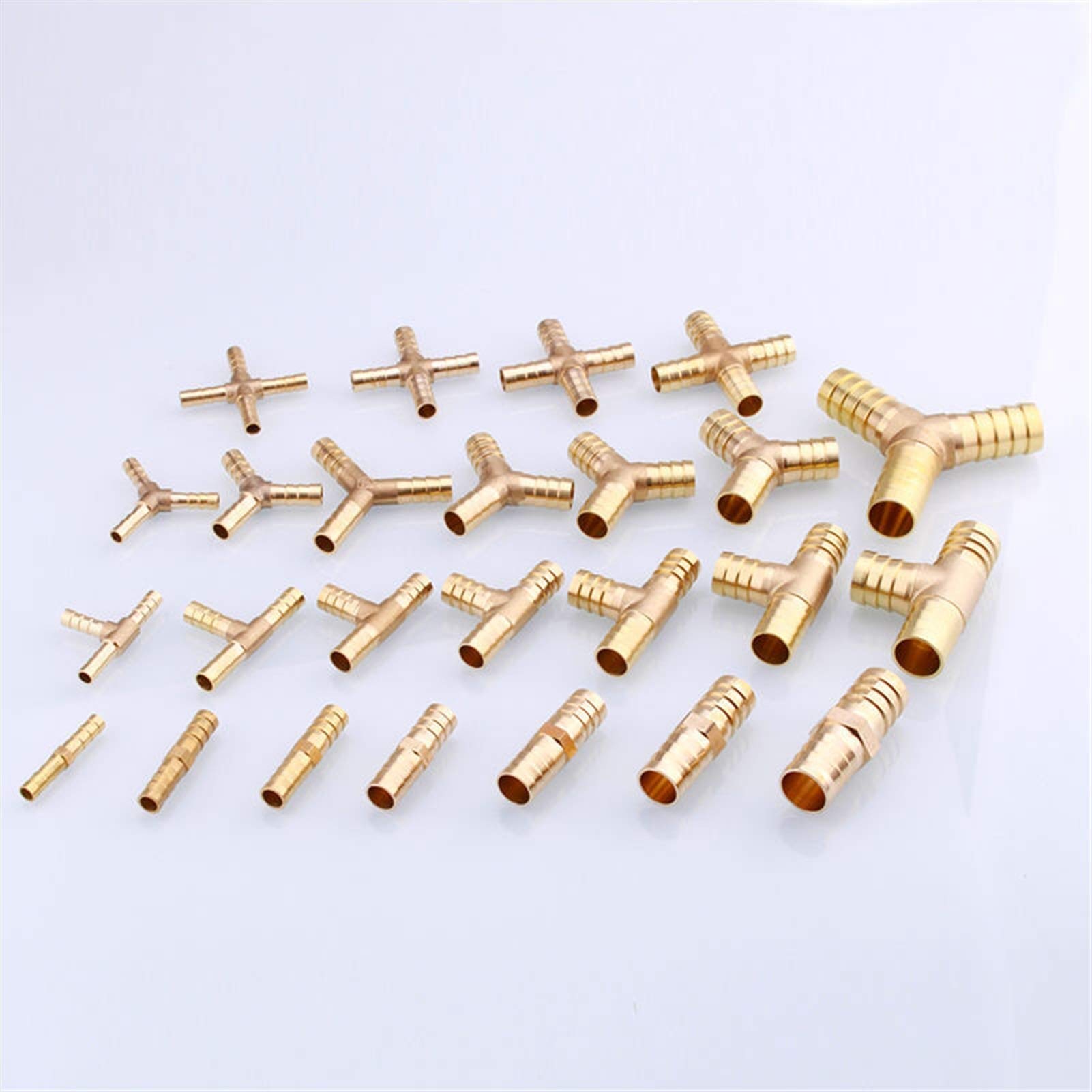 Zkenyao-Brass Connector Straight Elbow Tee Y Cross 2/3/4 Way Fitting Splitter Connector,4 5 6 8 10 12 14 16 19 25mm Hose Barb Brass, Simple to Install (Color : Elbow, Size : 16mm)
