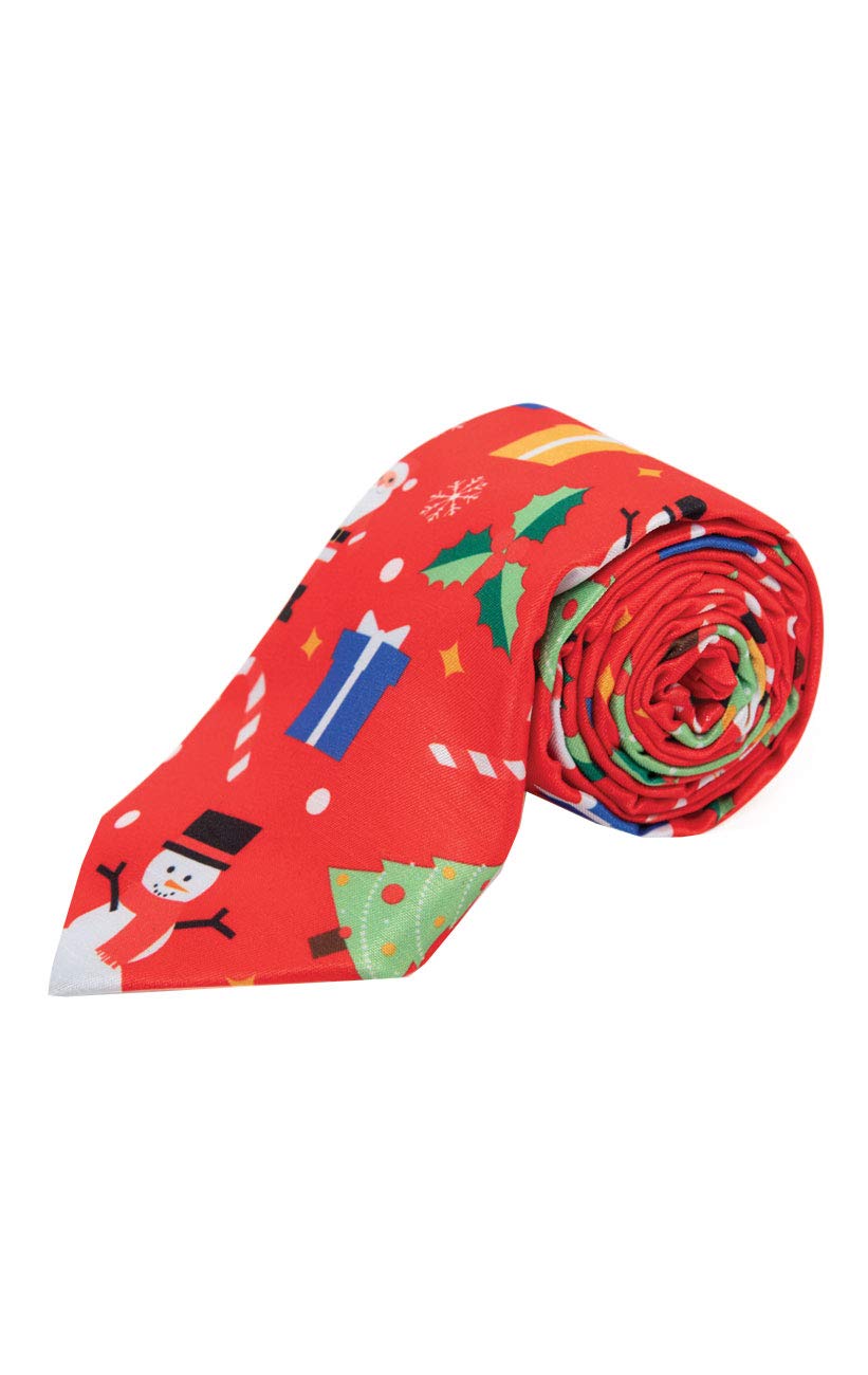 Dobell Men's Red Festive Fun Christmas Tie Novelty Party
