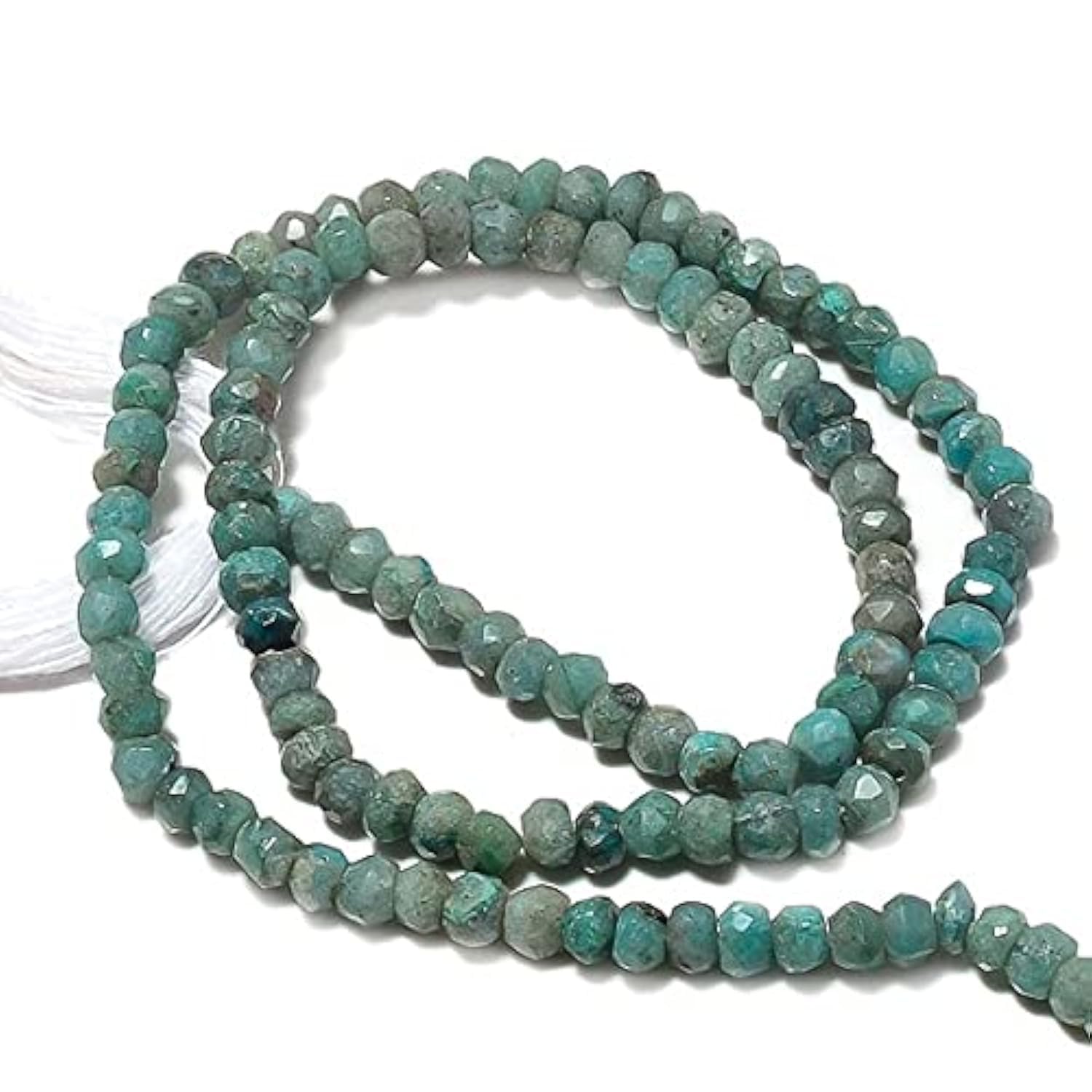 Perles de chrysocolle naturelle de 3.5mm en rondelles facettées pour fabrication bijoux artisanaux