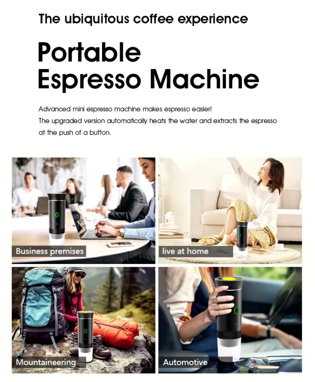 Genérico Cafetera portátil 3 en 1 multifunción inalámbrica, recargable compatible con cápsulas y polvo de café (Verde)