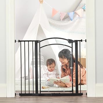 Regalo Safety 29.537 Clear Walk Through Baby Gate for Doorways & Bottom of Stairs, Pressure Mounted Baby Gate with Door for Toddlers & Pets, Tested & Trusted, American Designed, Family Owned