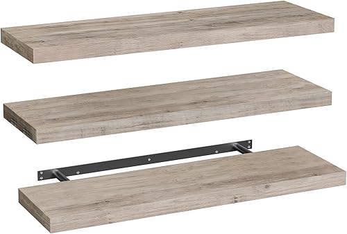 Miniatura 12 de Estantes flotantes para pared, juego de 3 estantes de pared de 1.5" de espesor con soportes invisibles, estantes colgantes de 39.9 cm x 20.1 cm