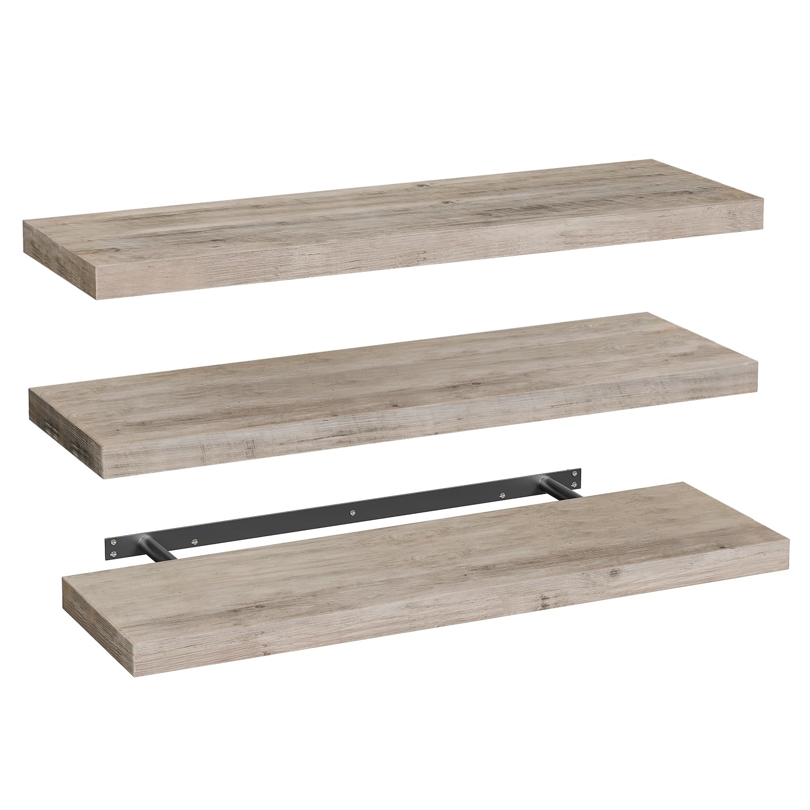 RALGEND Floating Shelves for Wall, 1.5" Thick Wall Shelf Set of 3 with Invisible Brackets, L39.4 x W7.9 Hanging Book Shelves Farmhouse Home Decor for