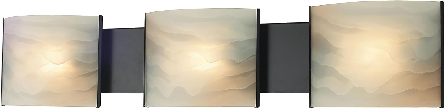 Elk Lighting BV713-HM-45 Pannelli - Three Light Bath Vanity, Oil Rubbed Bronze Finish with Honey Alabaster Glass
