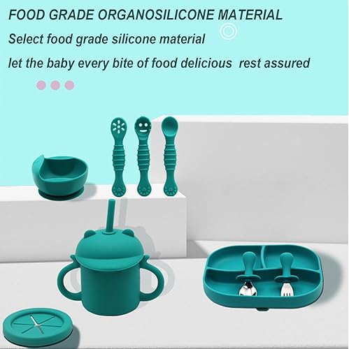 Juego de 12 piezas de alimentación de silicona para bebés, suministros de destete LED para bebés, juegos de autoalimentación para niños pequeños,