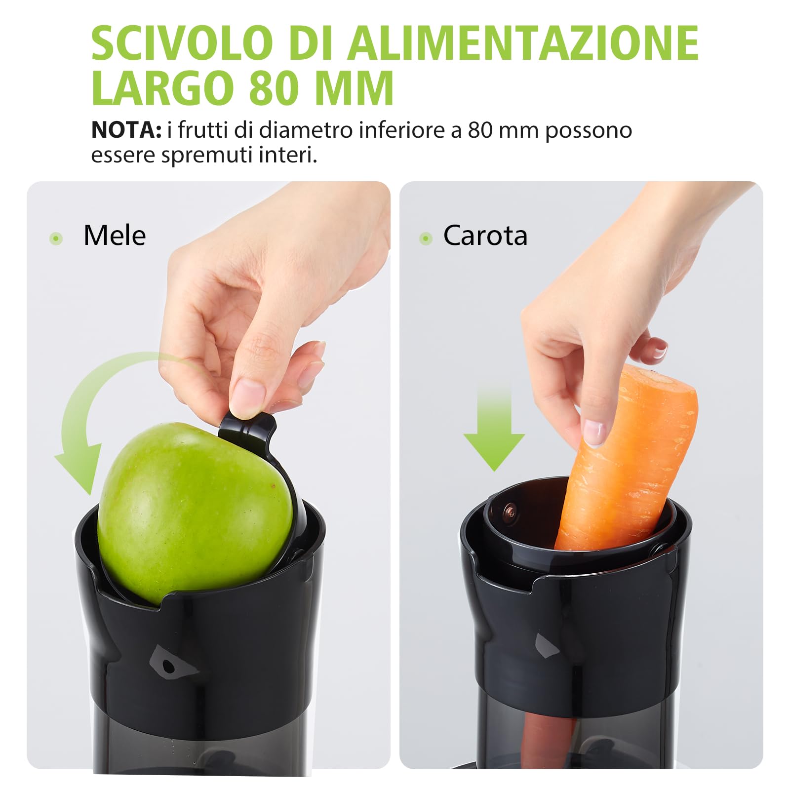 AOBOSI Estrattore frutta e verdura 200 W- Estrattore con coperchio di sicurezza reversibile-Estrattore di succo- Estrattore frutta e verdura a freddo per frutta e verdura con chip intelligente. Bianco