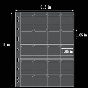 Ettonsun 10 Sheets 20-Pocket Coin Collecting Pages Coin Sleeves, Binder Inserts Coin Pocket Pages Collecting Sleeves for Most Coin Collection Holder Book Album