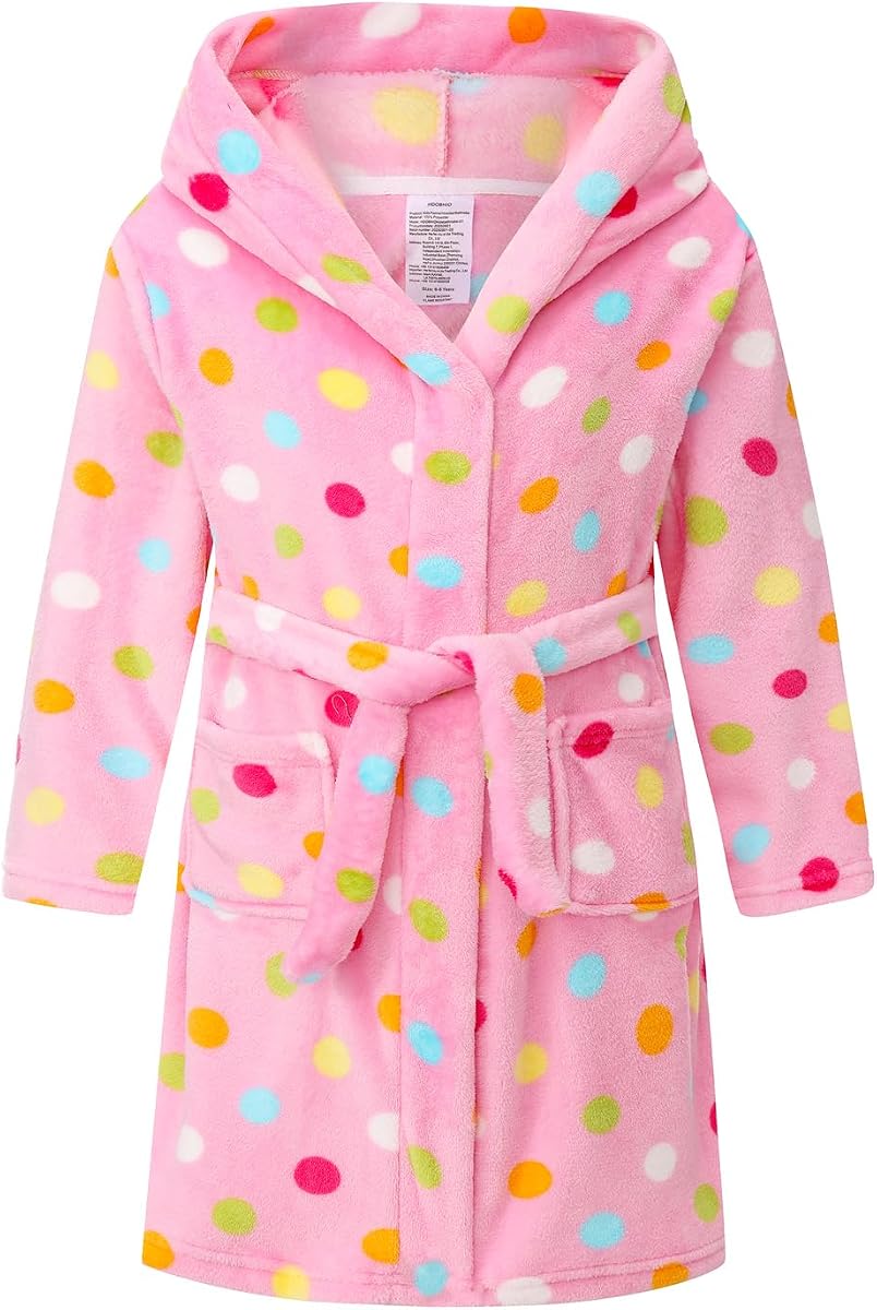 Albornoz con capucha de franela para niños y niñas, ropa de dormir, pijamas, batas de felpa suaves para niñas de 2 a 16 años