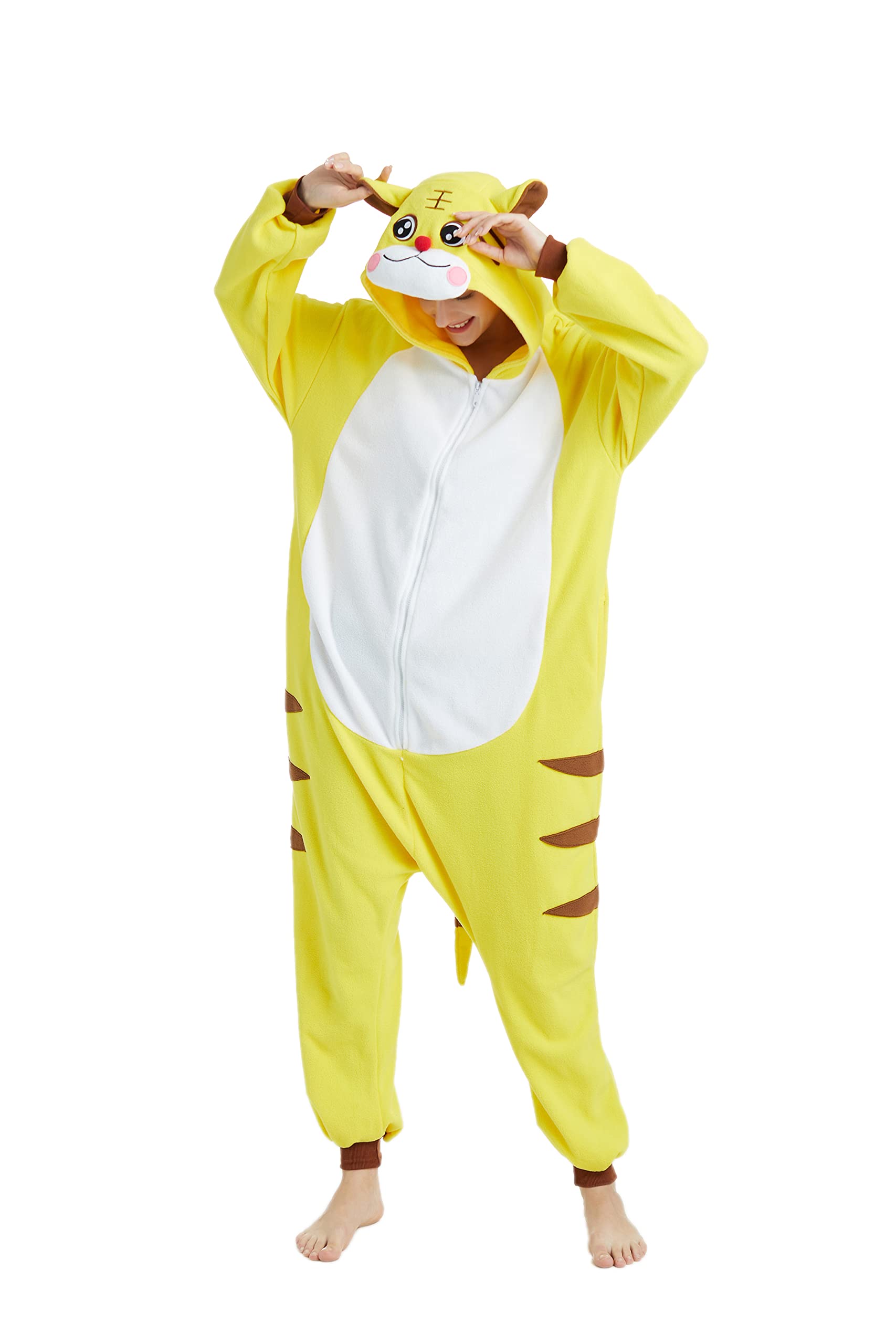 OGU' DEAL Halloween Adult Anime Onesie Pajamas One-Piece Polar Fleece Hoodie Sleepwear Jumpsuits for Men and Women