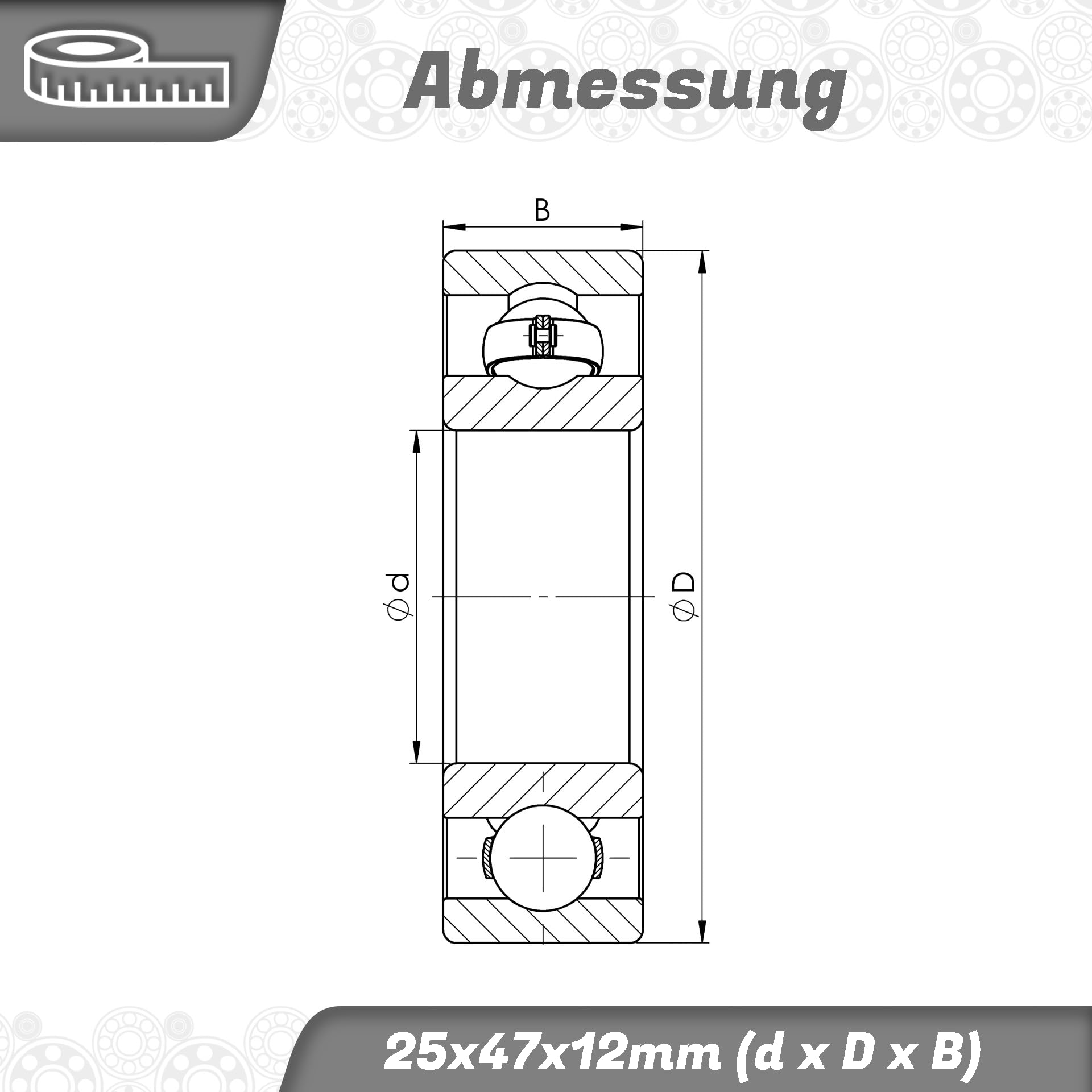 Rillenkugellager 6005 C3 – 25x47x12 Mm, DIN 625, ISO 15, Hochfeste Lager Für Getriebe Und Maschinen