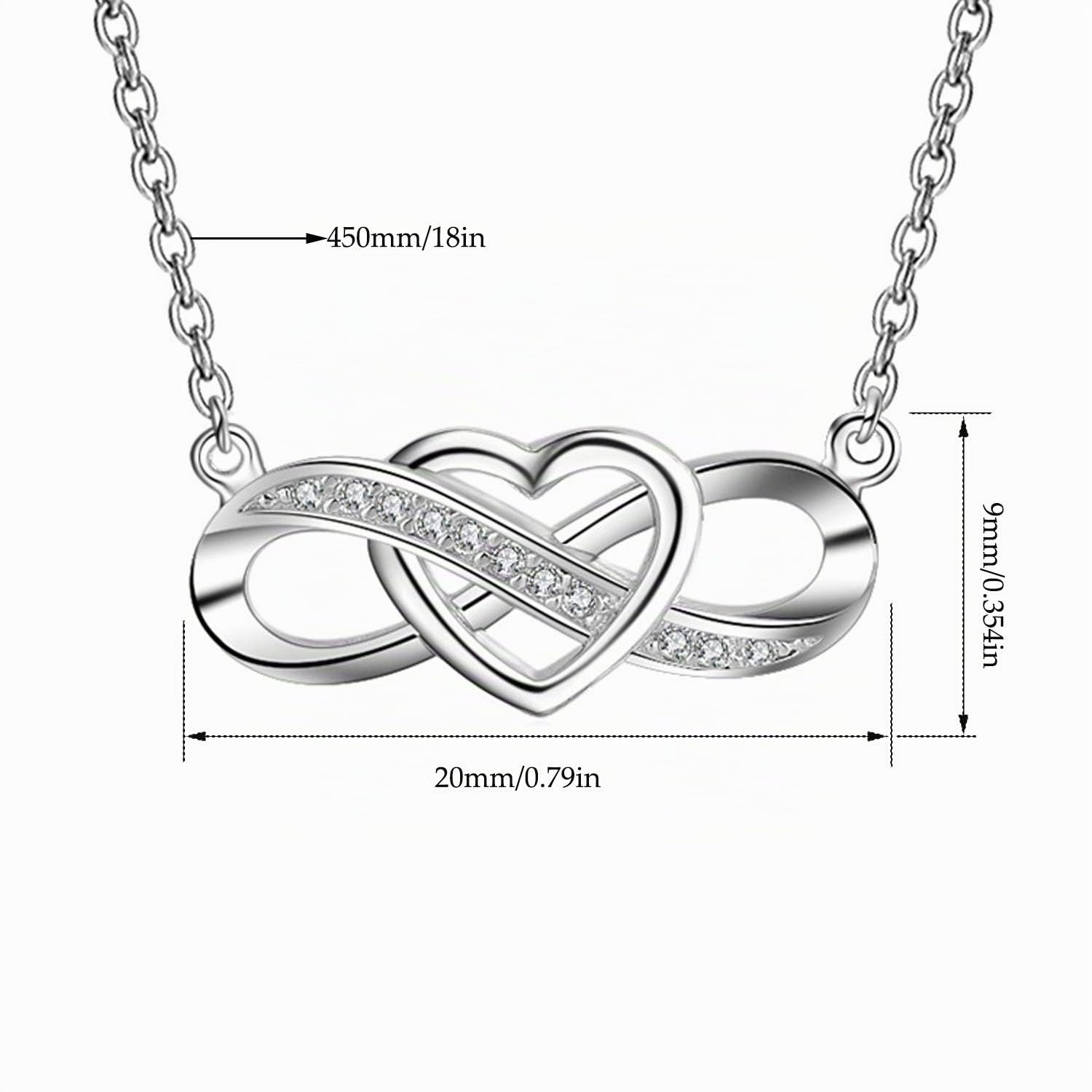 Collar Regalos para Ella,Infinito collar de corazón para las mujeres,925 de plata esterlina,5A collar de circonio cúbico,Regalo para Mujeres Niñas