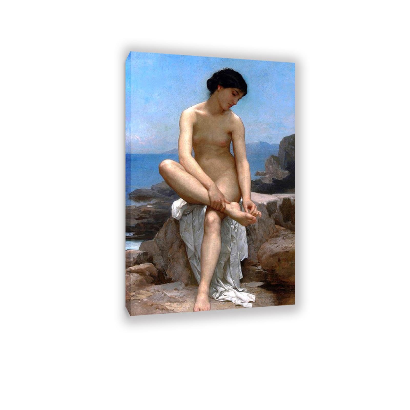 RXNHGJDS William-Adolphe Bouguereau Wall Art The Bather Fine Art Portrait Wall Painting Aesthetic Wall Decor for Living Room Bedroom Bathroom Home Decor 110x70cm Inner frame