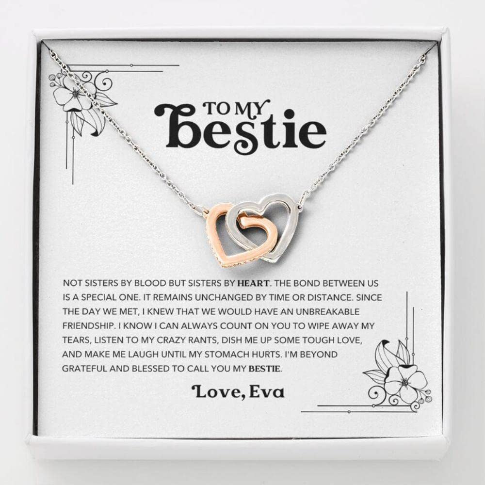 rakva925 Silver Gift Friend Necklace, Personalized Necklace To My Bestie Gift For BFF Best Friend Bestie Sister Custom Name