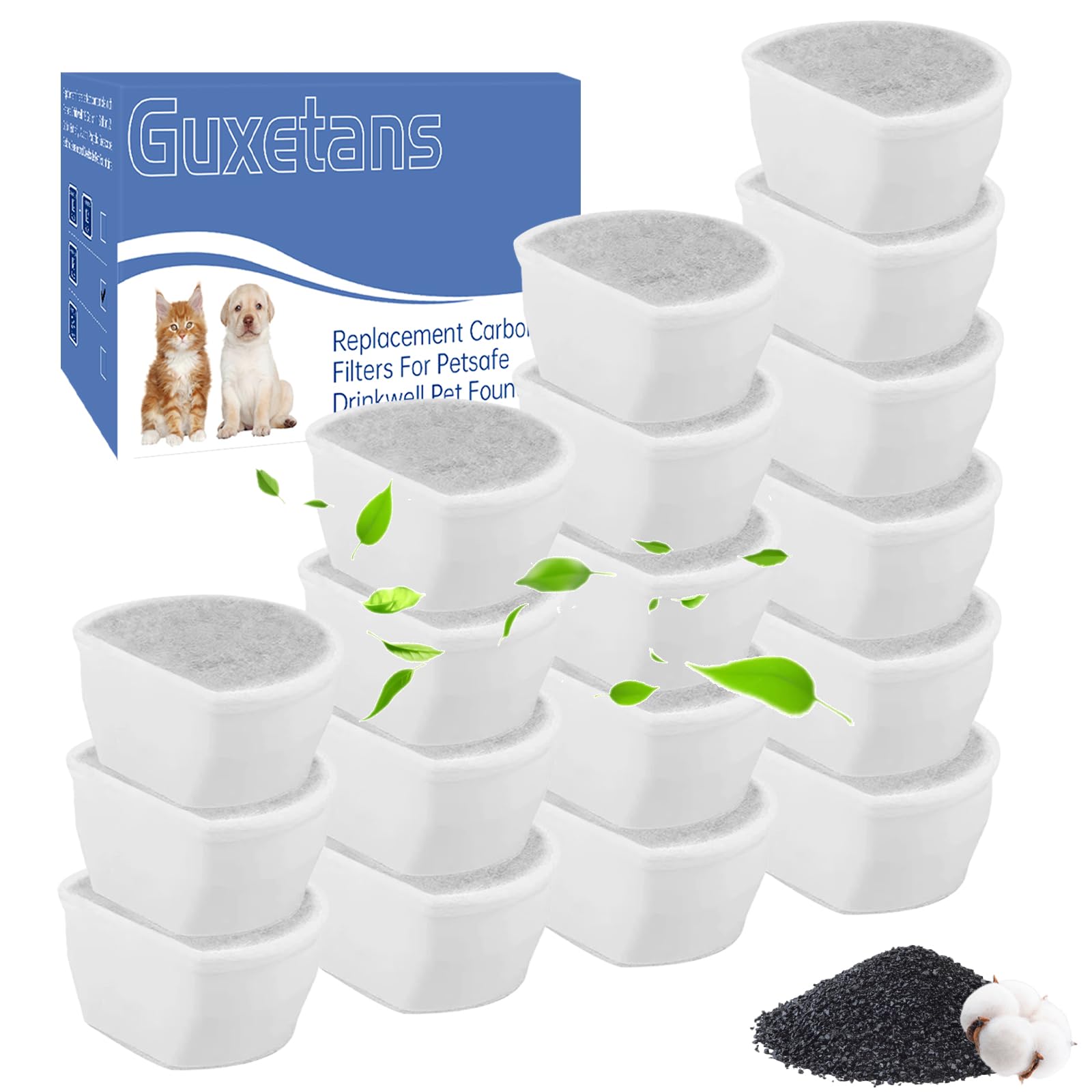 Guxetans 18 pcs Dog and Cat Water Fountain Filter Replacement Carbon Filters Compatible with PetSafe Drinkwell Filters