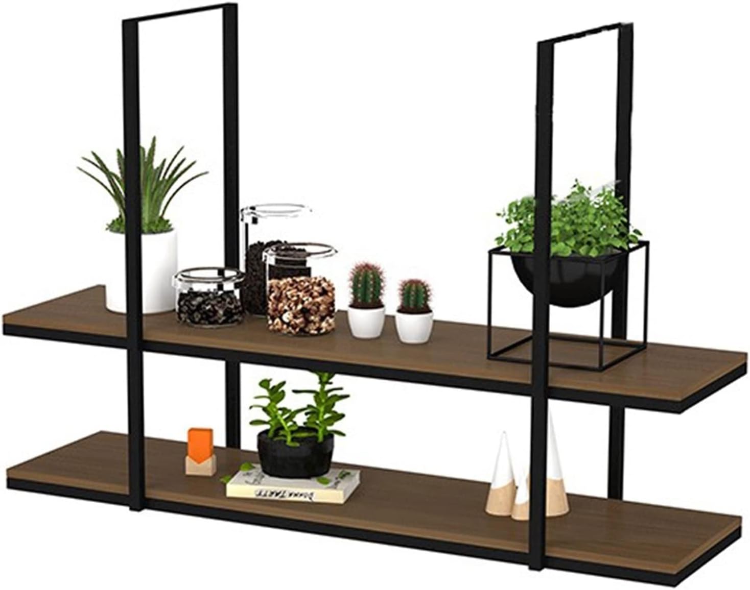 Ceiling Shelf, Nordic Black Flat Pipe Rack Wood 2 Tier Ceiling Mounted Storage Rack Bar Ceiling Hanging Decorative Shelves Kitchen Garage Shelving, 80/100/120/150cm (Size : 130x30x80cm)