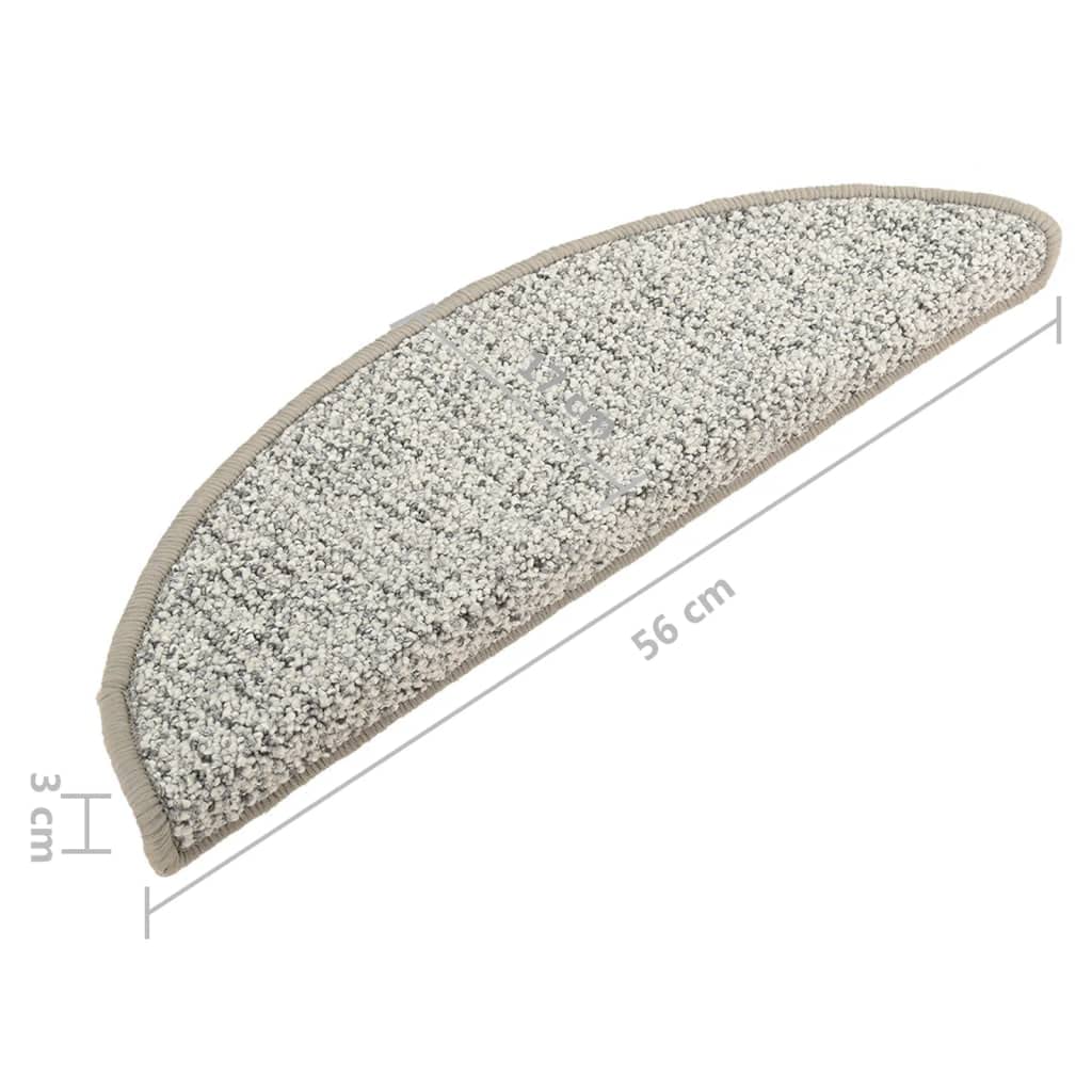 Set di 15 tappetini per gradini, colore grigio chiaro, 56 x 17 cm, autoadesivi, antiscivolo, in polipropilene resistente, fonoassorbenti e moderni, per scale, roulotte e camper
